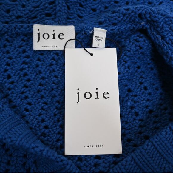 Joie Womens S Aurora Open Stitch Hoodie Sweater in Blue Quartz NEW - Picture 8 of 11